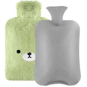 Hot Water Bottle with Cute Fleece Cover,Hot Water Bag for Hot and Cold Compress, Hand Feet Warmer, Neck and Shoulder Pain Relief,gifts boyfriend