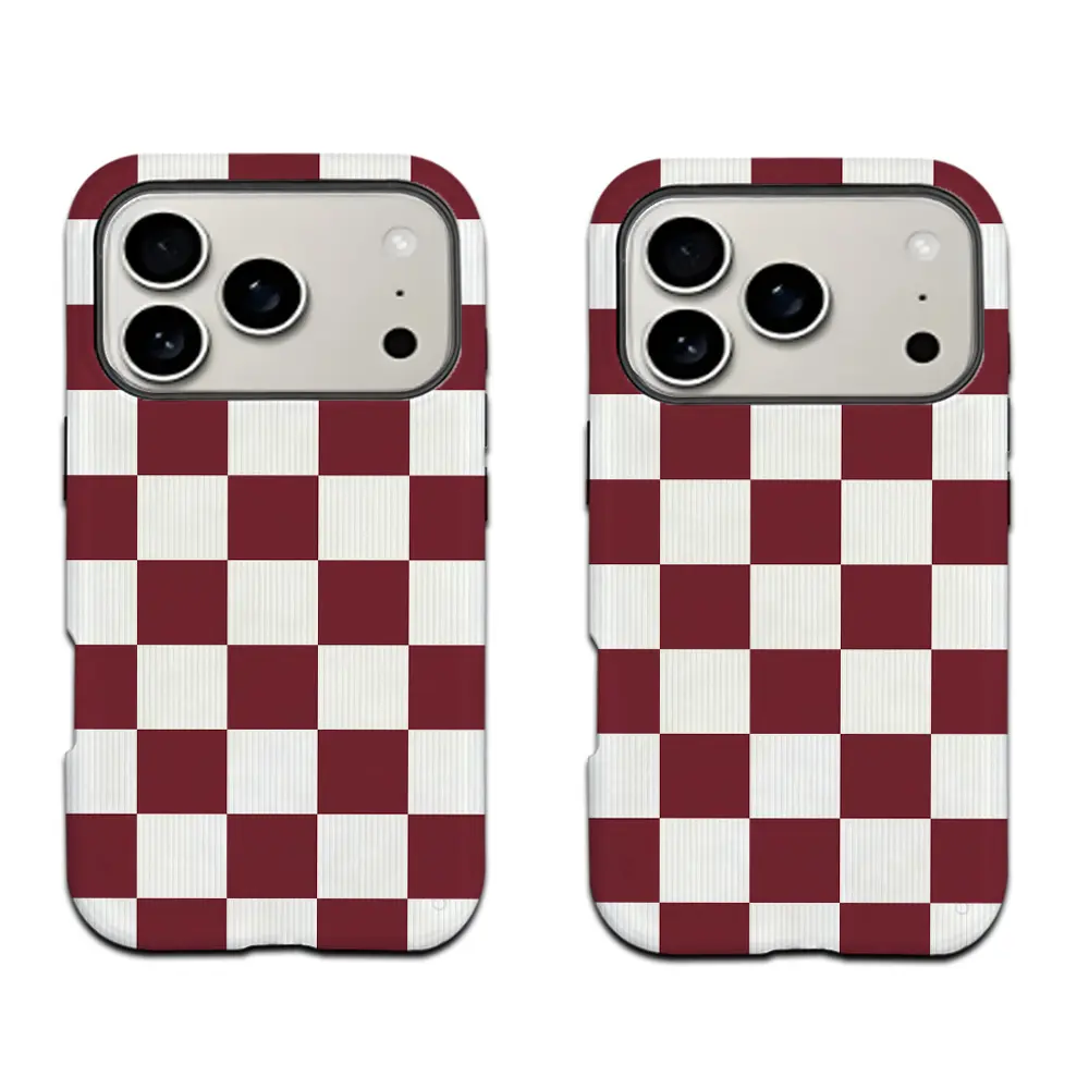 Wine red checkered phone case Cover for iphone 17 phone case 16 pro max 15 Plus 14 13 12 11 Cute, clear, military-grade, high-end, durable, shockproof, and drop-resistant 2-in-1 glossy phone case