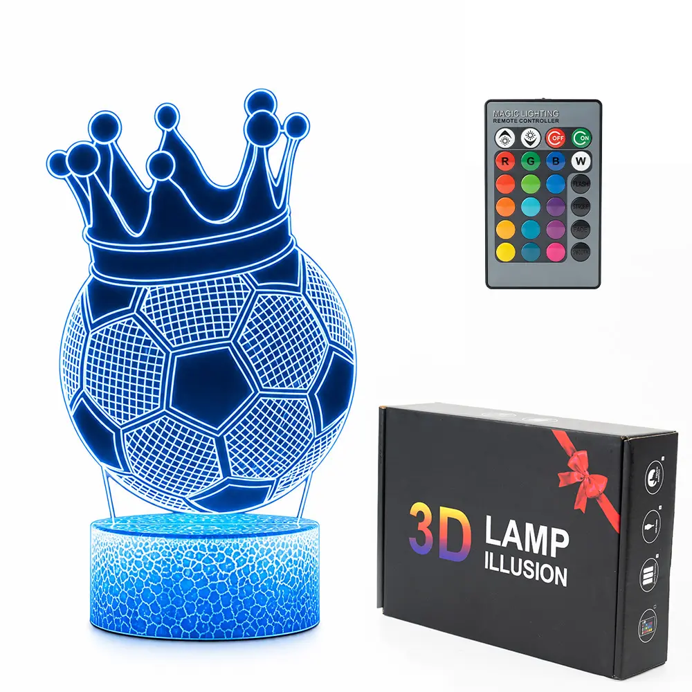 3D Soccer Sport Novelty LED Decorative Lamp - Cool, Customizable LED Lights for Boys, Remote & Touch Control, Multiple Colors & Flashing Modes, Brightness Adjustment, USB/Battery Powered, Batteries Included, Watch Party Essential