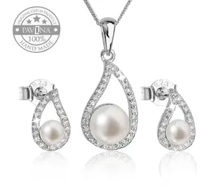 SKU: 29027.1 Freshwater Pearl Necklace and Earrings Set Sterling Silver Jewelry, Gift for Women, Bride, Wedding and Anniversary