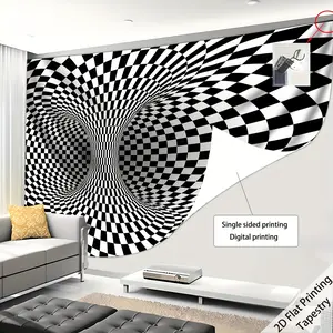 1pc Extra Large Optical Illusion Tapestry - Black & White Checkered Pattern, Polyester Wall Hanging for Living Room, Bedroom, Dorm Decor - No Installation Needed, Perfect Birthday or Party Gift, Room Decor