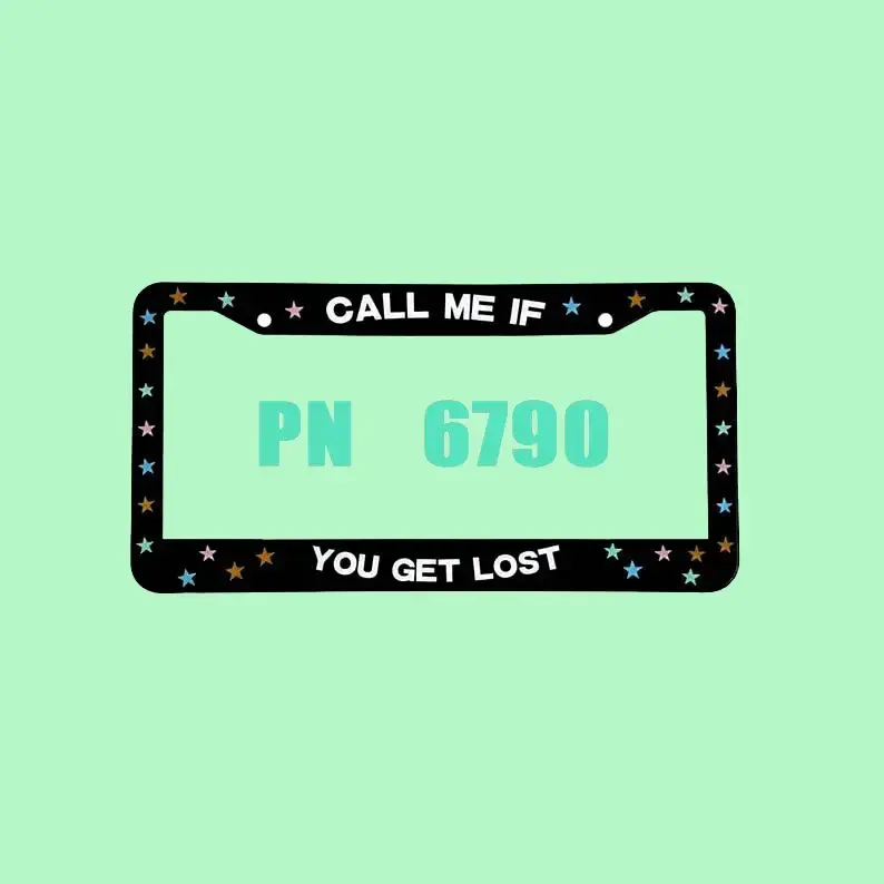 Black CMIFYGL License Plate Frame - Call Me If You Get Lost Design with Star Accents for Car Accessories