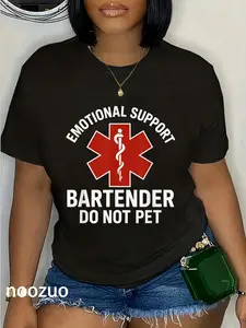 100% Cotton Emotional Support Bartender Do Not Pet T-Shirt