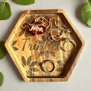 Engraved Trinket Tray Hexagon Ring Tray Key Tray