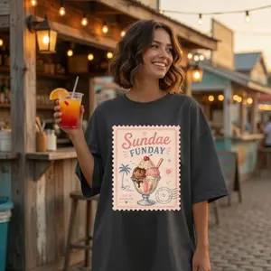 Beach Ice Cream Sundae Comfort Color T-shirt, Summer Beach Tees, Retro Ice Cream Lover Graphic, Summer Crewneck