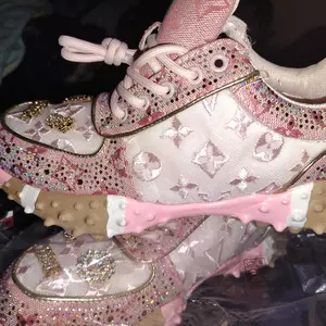 Women's Letter Print Comfortable Thick Sole Diamond Embellished Shoes, Casual Streetwear Athletic Glitter Design Sneakers, All-Season Low Top Design