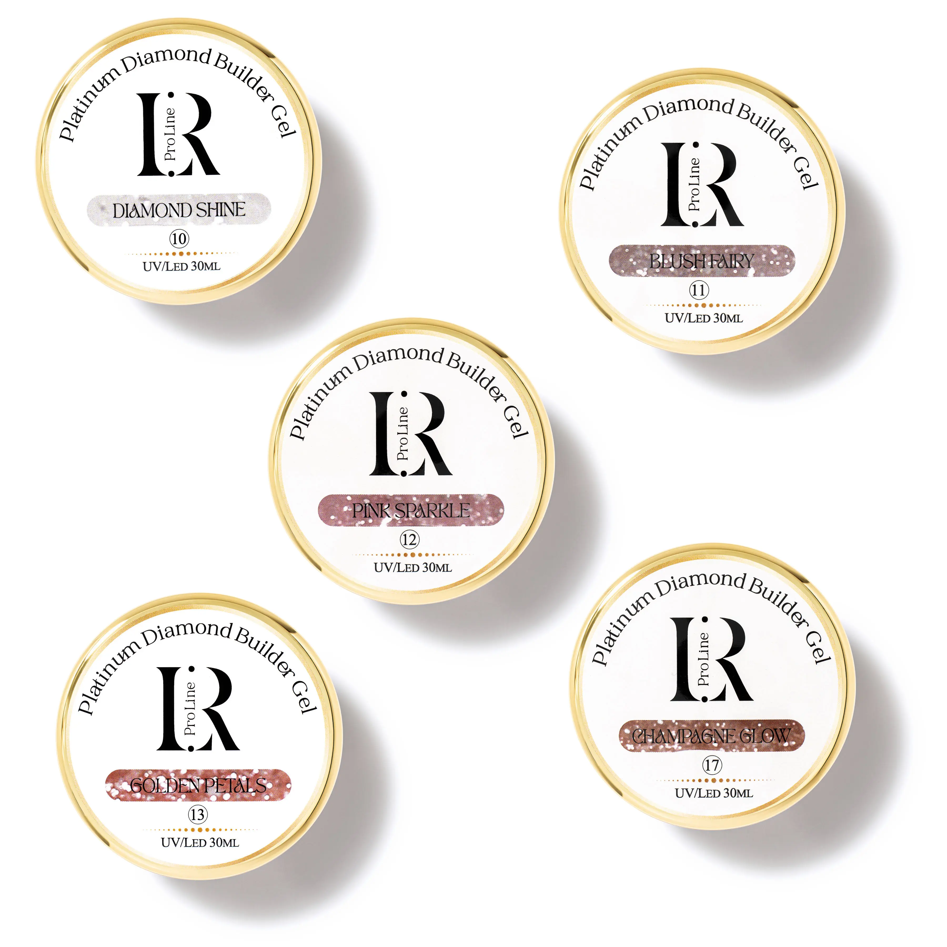 LR PRO LINE Platinum Diamond Shine Glitter Builder Gel Nail Polish - 30ML Jar UV LED Gel Polish, Single Item for Manicure & Nail Care, Nail Art