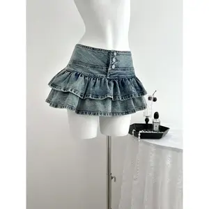 2026 new women's fashionable multifunctional denim skirt, fashionable for spring and summer, breathable and comfortable, elastic and elegant fit short skirtRAIMENTRY