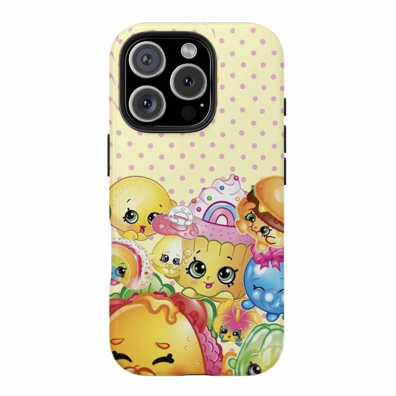 Shopkins cartoon print phone case, suitable foriPhone 11-17 Pro Max/Plus and Samsung GalaxyS23-25.  W9