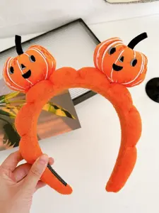 Halloween Pumpkin Funny Headband, Cute Cartoon Girl Face-Washing Hairband, Moisture-Proof Sleeve Bracelet, Holiday Costume Hair Accessory