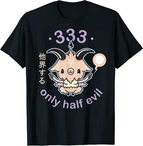 Pastel Goth 333 Only Half Evil T Shirt Kawaii Baphomet Gift - Gabriellef Shop 53B07Q8B2WL8