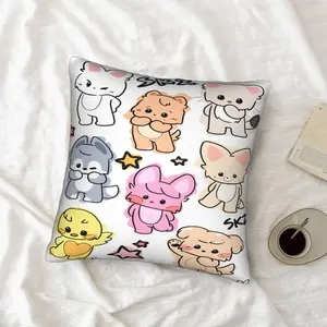 1 piece Kpop Star Home Decor for Sofa Bedroom Office Car Farmhouse Pillowcase Stray Group Zipper Closure Hand Washable Machine Washable Decorative Cushion Covers Without Pillow Core Christmas Halloween