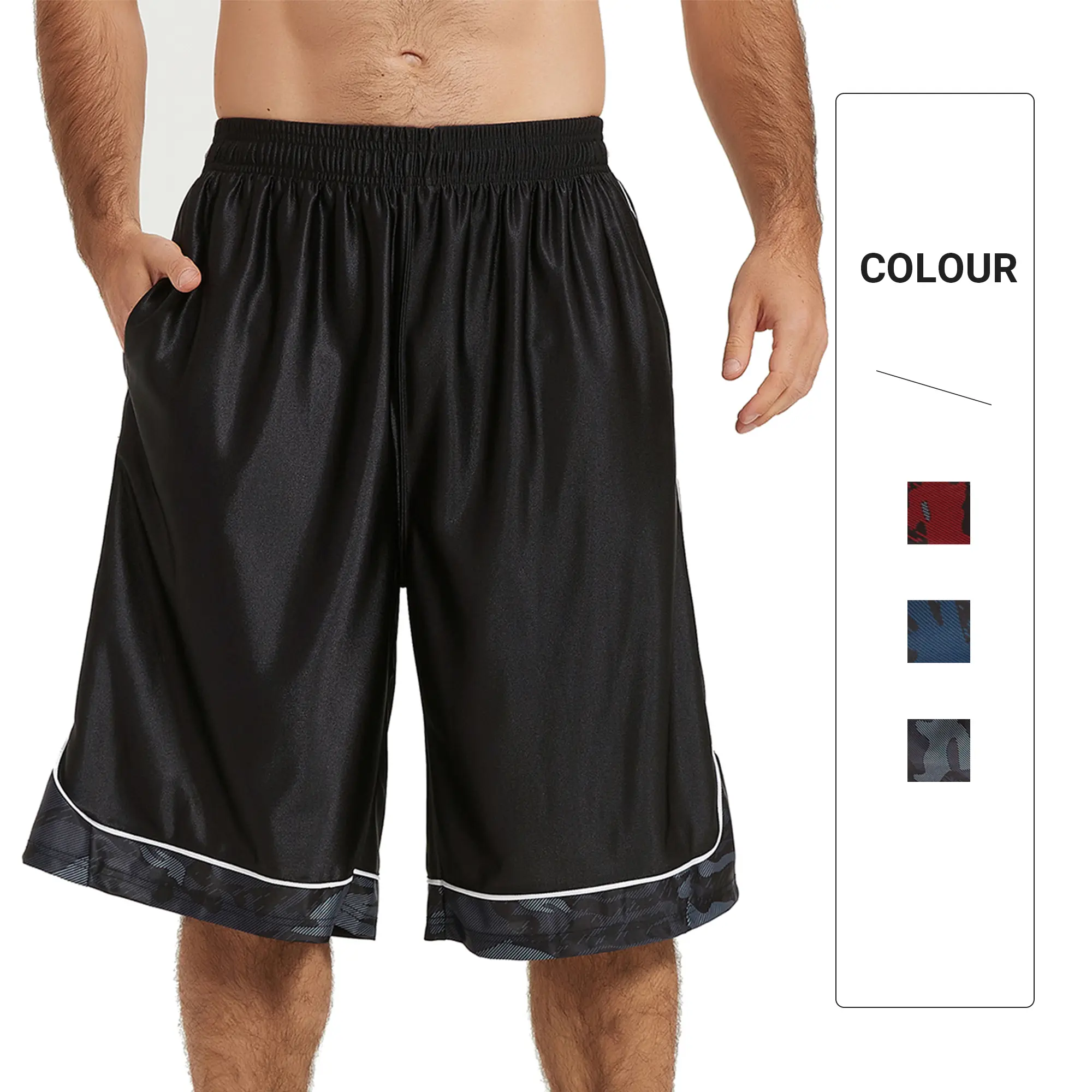 Men's Classic Casual Over-the-Knee Shorts - Outdoor Comfy, Moisture-Wicking, Loose Fit, Drawstring-Equipped, Sweat-Resistant, with Camouflage Side Stripes for Daily Wear Sporty Menswear