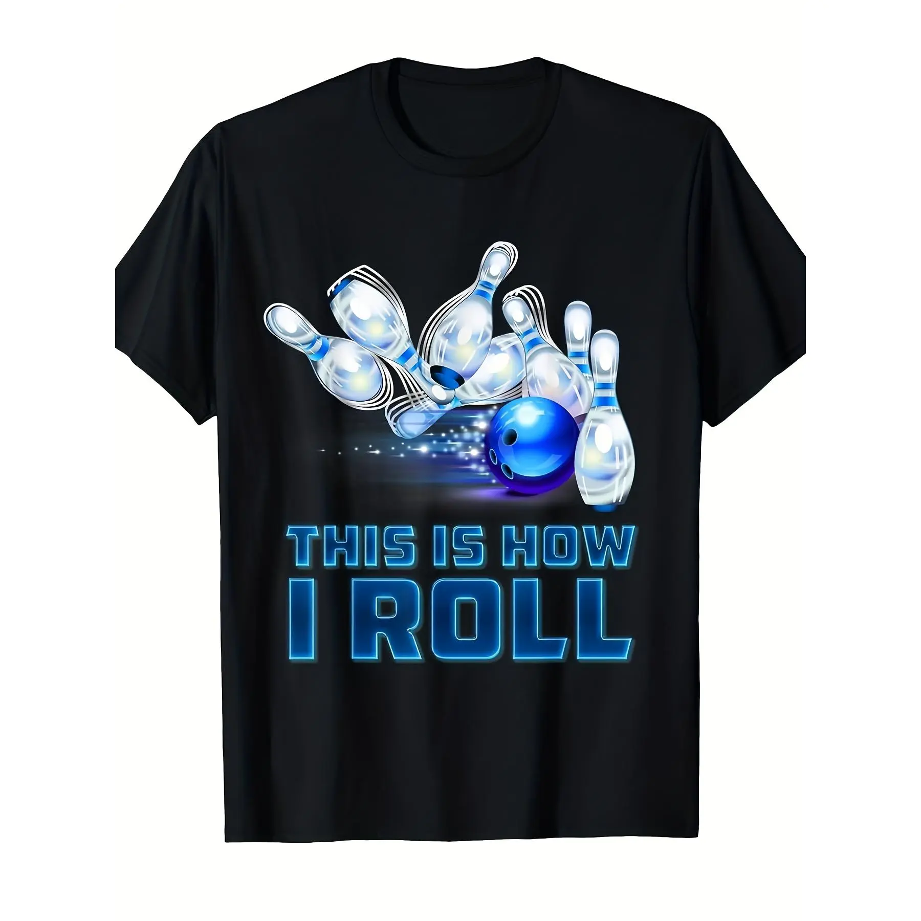 GGOR Men's & Women's Retro Bowling Alley T-Shirt - Vintage Bowling & Lane Graphic Print, Lightweight Breathable Round Neck Tee Suitable for Bowling Parties, Casual Wear, Outdoor Activities, Bowling-Themed Apparel for