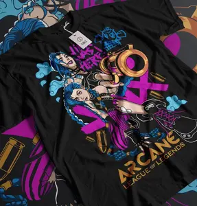 [HOT] Arcane Jinx Graphic Tee  | League of Legends Graffiti Era Shirt | Premium Streetwear Oversized Top | Gift for Gamers