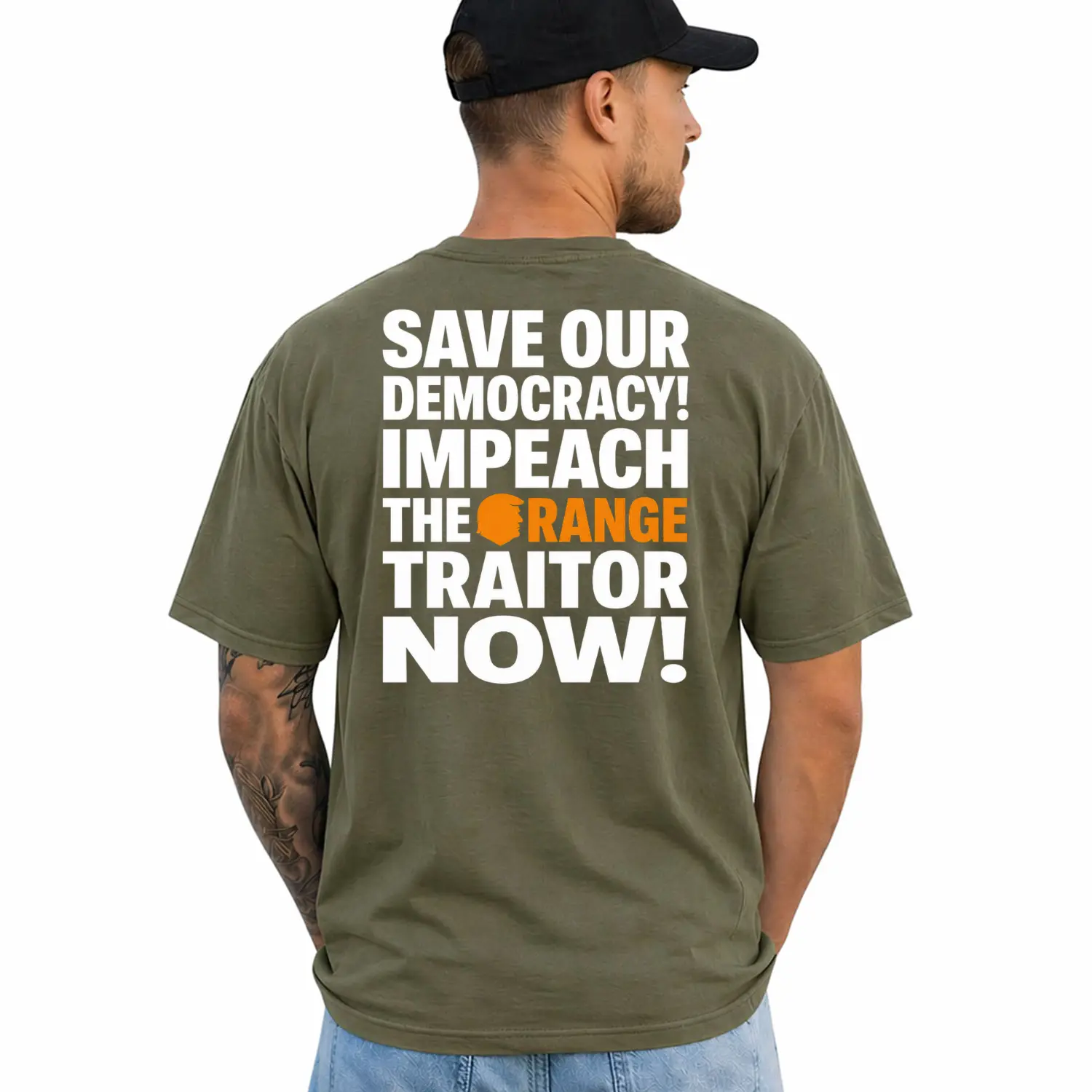 Save Our Democra, Short Sleeve Printed Graphic Shirt, Daily Casual Cotton Menswear
