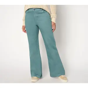 AnyBody Petite Washed Colored Denim Baby Flare Pants