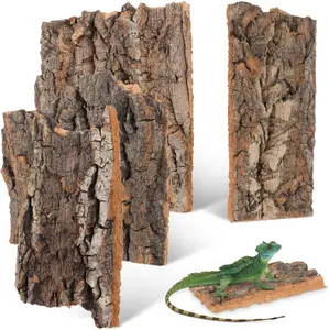 Climbing Cork Bark for Reptiles 4Pcs Natural Terrarium Wood Bark Background Decoration with Hides for Aquarium and Pet Habitat 5.11X2.95In