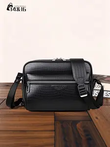 Men's PU Leather Shoulder Bag, Shoulder Satchel, Multifunctional Crossbody Bag, Casual Commuter Work Bags, Crocodile Pattern, Gift for Boyfriend