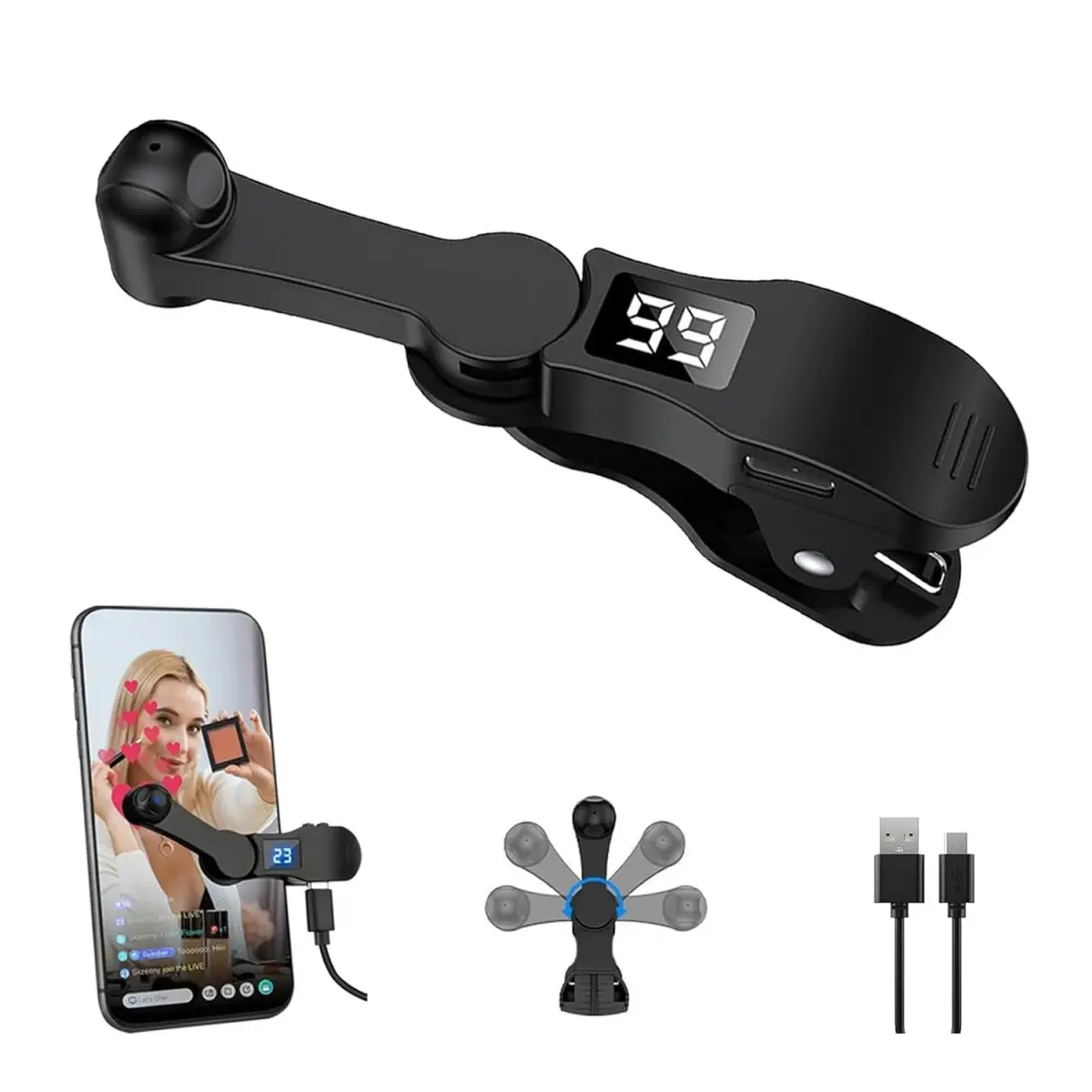 Smart Phone Auto Clicker Device, Rechargeable Screen Tapper with Fast Speed Simulation Finger – Plug-and-Play Continuous Clicker for iPhone iPad Apps, TikTok Likes, Gaming, E-Commerce Tasks & Social Media Engagement (Black)