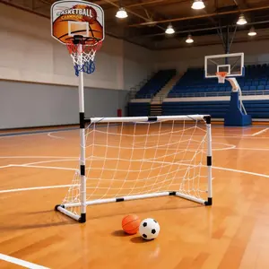 Large Basketball Board Set with Soccer Goal, Two-In-One Sports Equipment, Perfect Holiday Gift, Ideal Party Choice