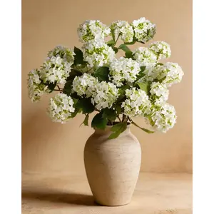 Hydrangea Artificial Flowers - 6 Pcs 26" Long Stem Faux Blooms for Spring & Summer Home Decor, 18 Full Realistic Heads, Kitchen, Dining, Party, Office, Living Room Accent