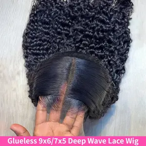Bling Hair Glueless 5x5 Deep Wave Human Hair Wig Pre-cut 6x4 Lace Closure Human Hair Wig Brazilian Pre-plucked 7x5 Deep Wave Wig Human Hair Ready To Wear Deep Wave Wig For Wig Beginners