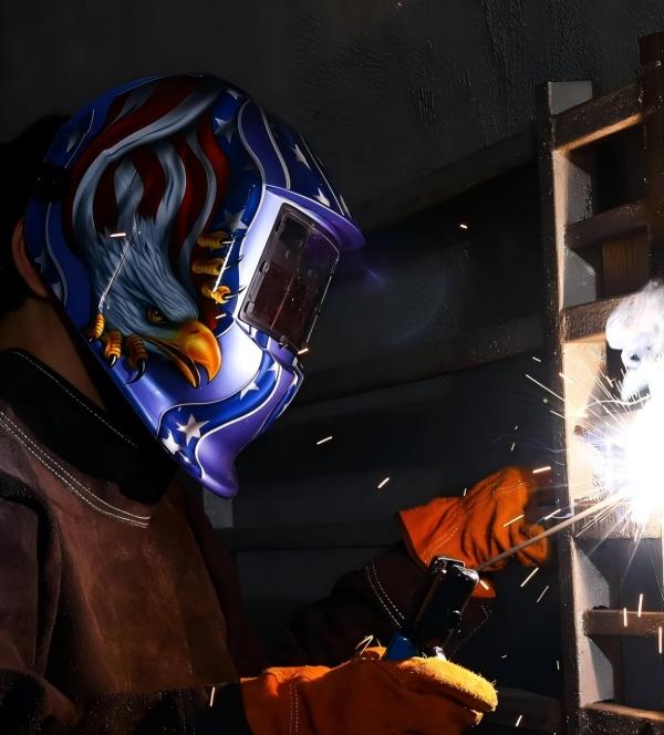 Solar Auto Darkening Welding Helmet Blue Eagle Design Novelty Party Gift Decorative Welder Mask for Festival Celebration & Gifting