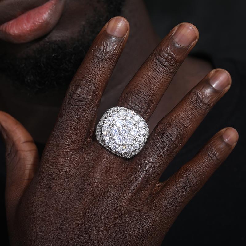 TUHE Unisex luxury Men 925 Silver Ring Moissanite Stone Iced Out Couple Rings For Men Hip Hop Jewelry Gifts