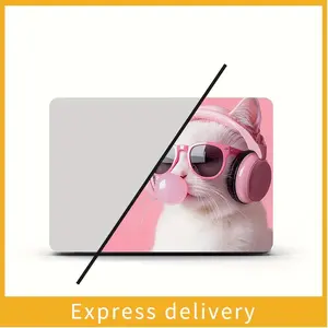 Vinyl Cute Cat Laptop Case Sticker, 2 Pieces/Set, Scratch Resistant DIY Art Case, Universal Netbook Skin Sticker Non-Reusable