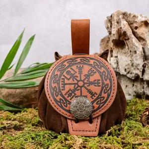 5pcs/1pc Vintage Viking Style Drawstring Waist Bag, Medieval Celtic Pattern Coin Pouch, Cosplay Accessory, Portable Waist Pack for Hiking