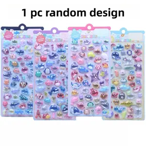 1 pc/4 pcs Cute Marine Fish Shark 3D Relief Stickers Scrapbooking Diy Journal Cute Stationery Sticker School Gift