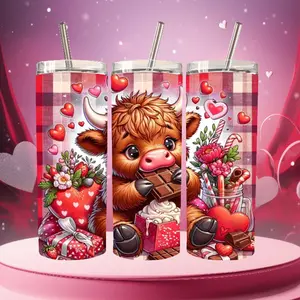 Highland Cow Metal Water Bottle, Chocolate Kitchenware Drinkware Tumbler with Lid for Indoor Use