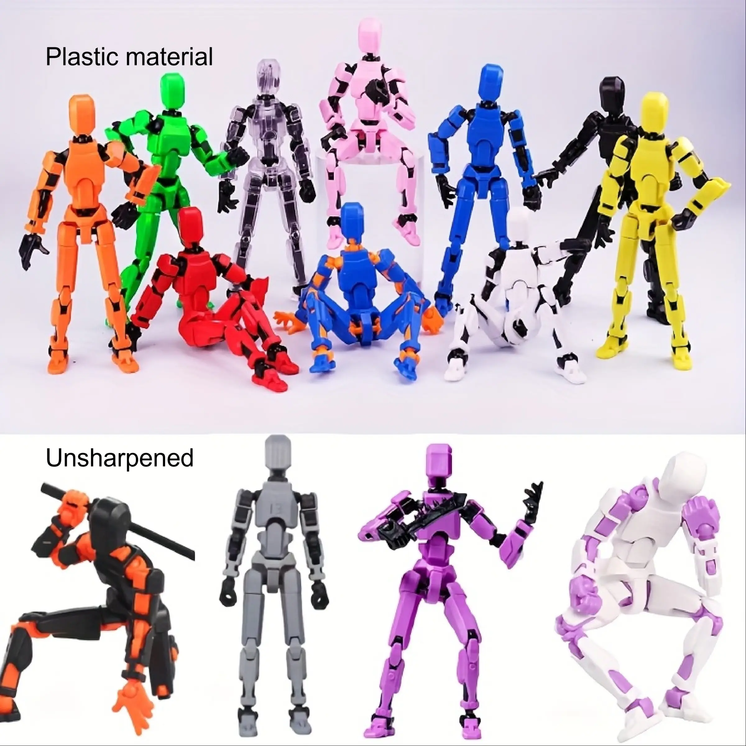 6pcs Articulated Dolls, Articulated Figurines, 3D Trendy Toy Models, Multi-Jointed Movable, DIY Assembly, Desktop Decor, Decor Figures, Collectible Figure Decor, Christmas/halloween Gift Set, 13 Colors Randomly Selected