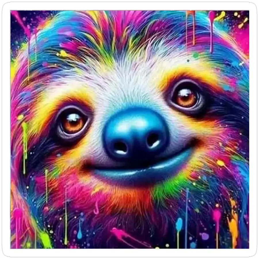 1 set DIY diamond painting kit, 5D diamond art set, DIY decoration colorful, sloth, smile. Mosaic, diamond art, DIY art home decoration, Handicraft. Diamond Art Tools