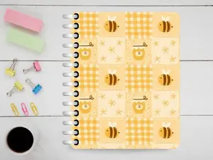Charming Bee--=%2=- Planner=%2=-- 2025 Yellow Checkered Honey & Bumble Bee Patterned Interactive Digital Weekly Day--=%2=- Planner=%2=-- with Floral Accents Essential Organizing Tool for Students Professionals January Page Design work planner