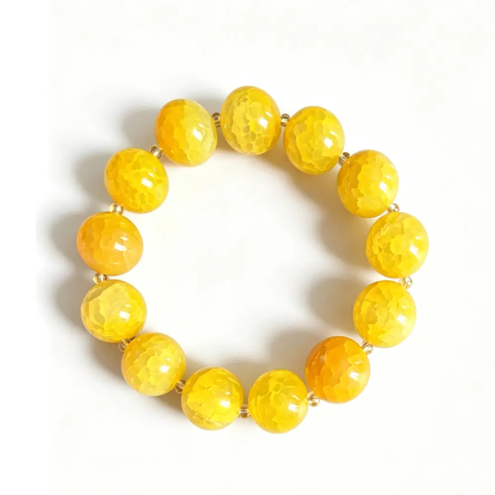 Huangyuan Protector Pearl Bracelet - Yellow Beads, Round Shape, Casual Style, Ideal for Daily Wear