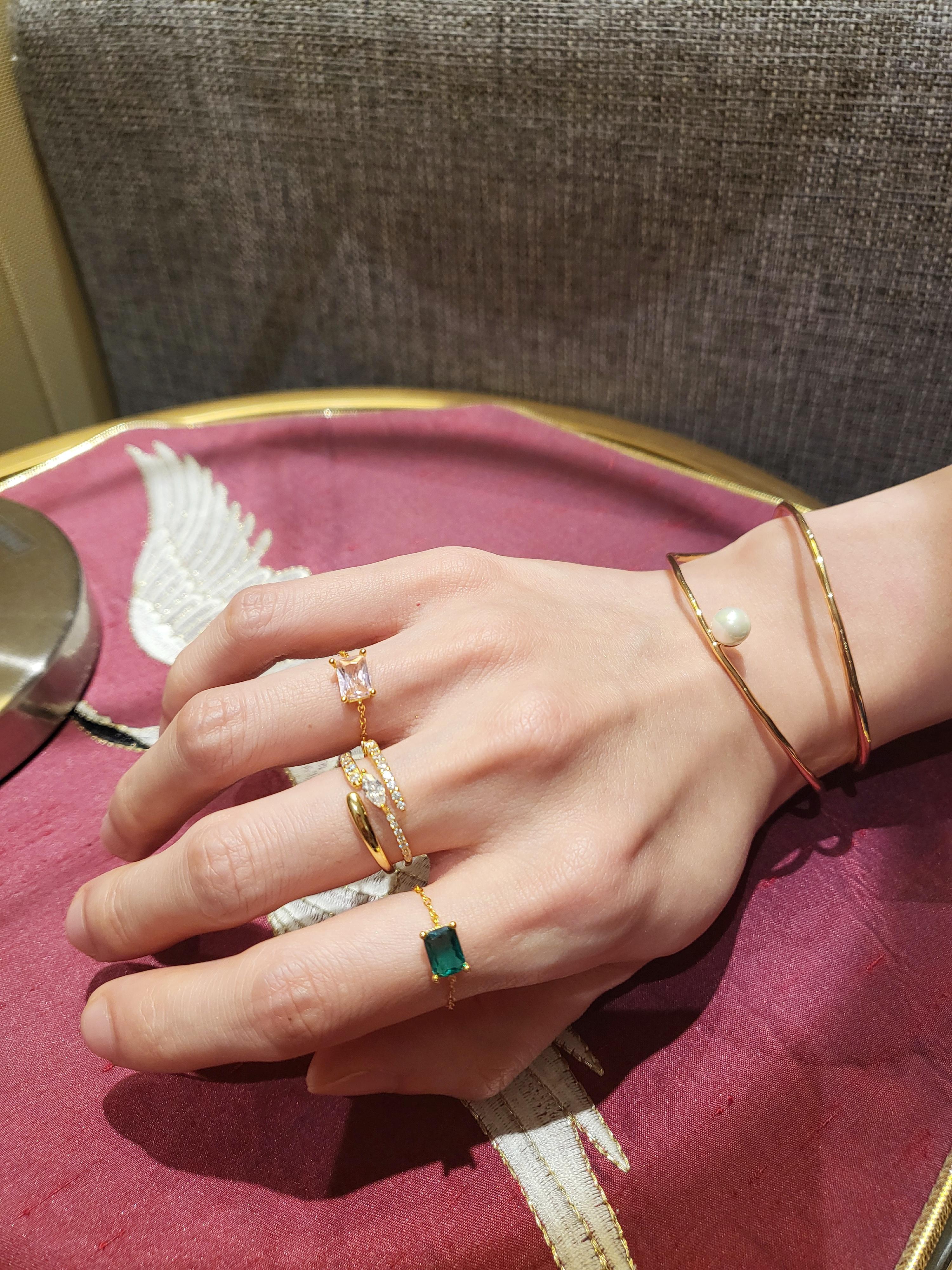 18K gold plated, 925 Silver Zircon Ring , Delicate Design, Minimalist Style, Adjustable