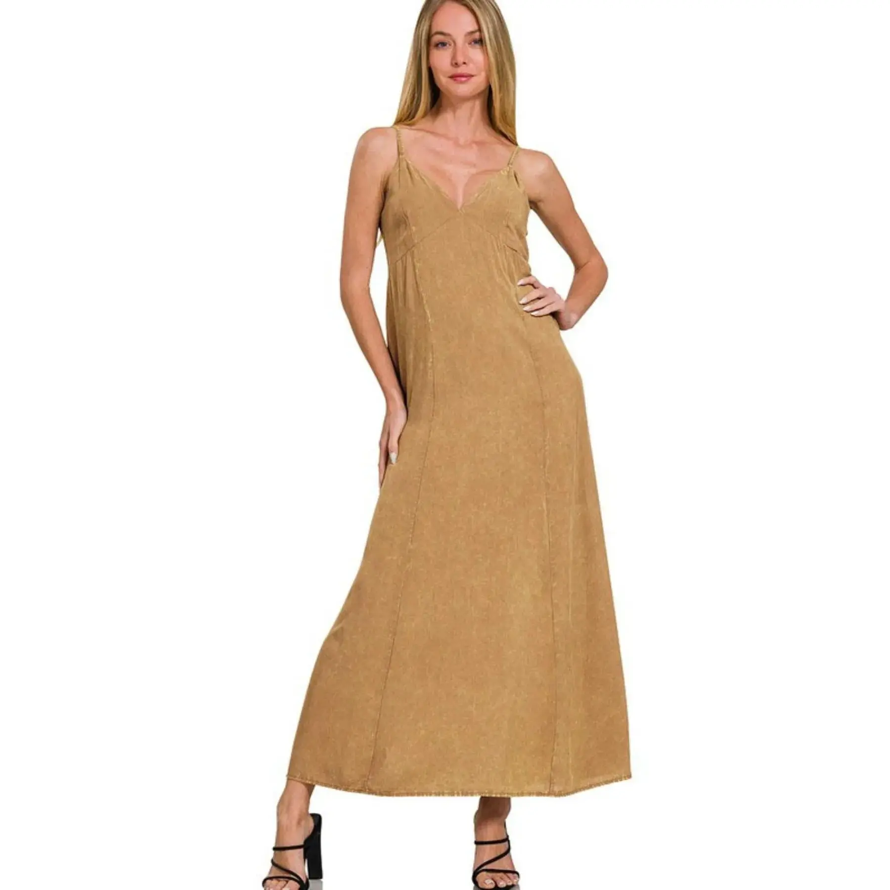 Zenana Mineral Washed Rayon Challis Cami Dress