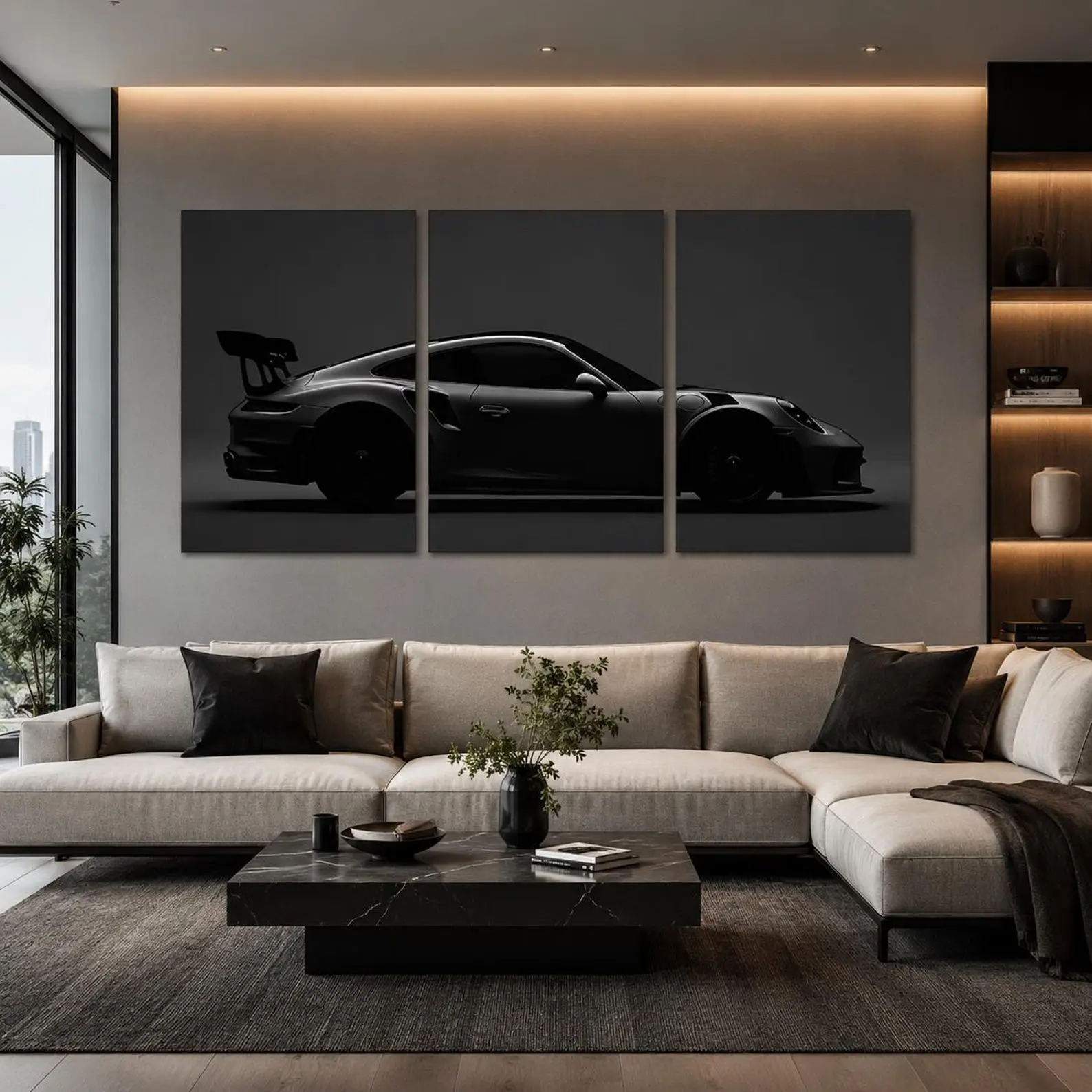 Porsche 911 GT3 RS Wall Art, Supercar Canvas Print, 3 Piece Luxury Car Poster, Modern Garage Decor, Automotive Gift for Men minimalist