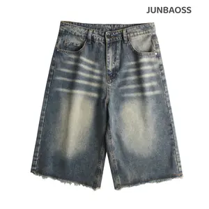 JUNBAOSS Men's Baggy Jean Shorts Y2K Casual Vintage Wide Leg Skater Denim Shorts Fashion Comfy Loose Fit Long Streetwear Hip Hop Summer Jorts Denim Shorts Below Knee