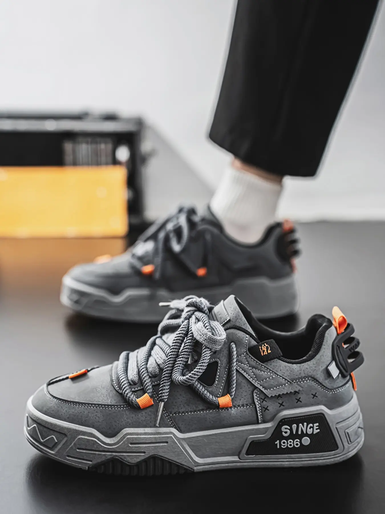 Men's Fashion Thick Sole Trendy Skate Shoes, Outdoor Anti-Slip Comfortable Sports Casual Shoes, Perfect for Skateboard Enthusiasts, Skateboarding Shoes