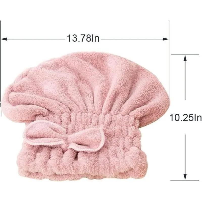 PineRise 3pc Thickened Shower Cap for Women Absorbent Coral Fleece Hair Drying Towel Cute Korean Long Hair Drying Cap Set