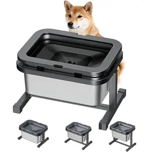 10L Spill-Proof Dog Water Bowl | Elevated Stainless Steel Slow Water Feeder, Anti-Splash No-Mess Pet Water Station, Adjustable Height for Large Dogs