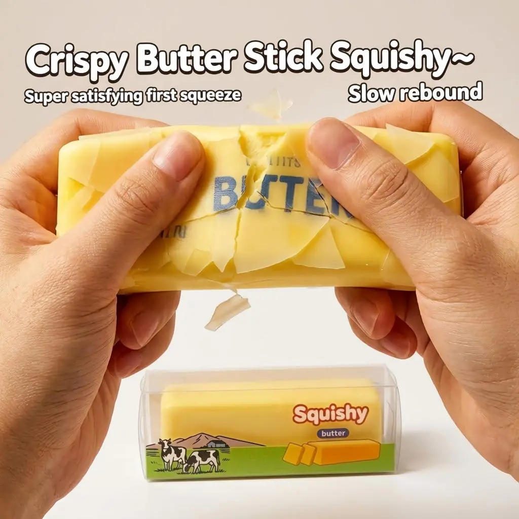 [Ready Ship] Viral ASMR Crispy Wax Butter Squishy | Soft PU Slow Rebound Squeezy Toys | Satisfying Crackling Sound Fidget For Venting Restlessness | Safe Flexible Pocket Sized Sensory Prop | Fun Classroom Rewards Prizes For Toddler Boys Girls Kids Use