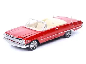 1963 Chevrolet Impala Convertible – Red w/ Beige Interior Diecast 1:24 Scale Model - Welly 22434MRD