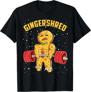 Gingershred Funny Gingerbread Man Gym Bodybuilding Christmas T-Shirt good graphic tees