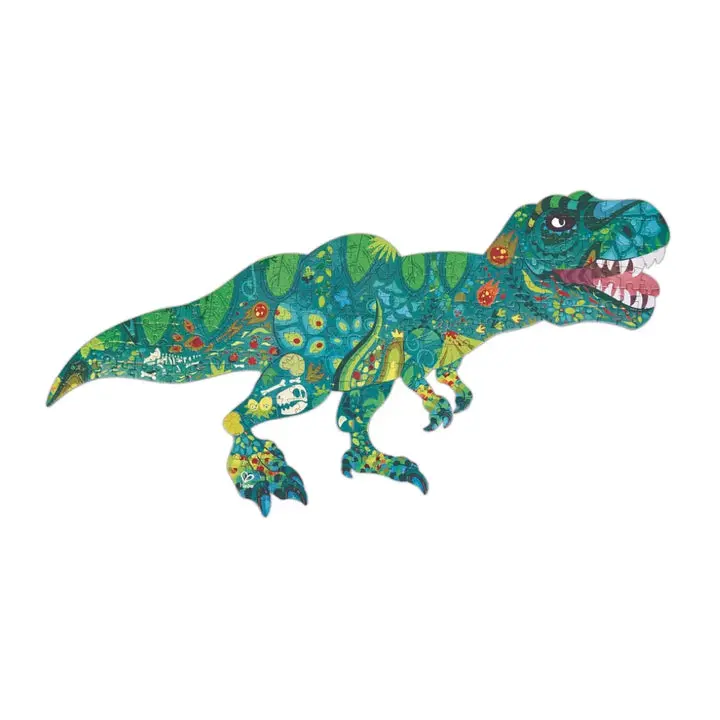 Hape Contour Vibrant T-Rex Dinosaur Floor Puzzle - ASTM F963 Certified Complete 203-Piece Thick Cardboard Set, 0.75 lbs, 39.38x22.84x0.08in, 6-8Y & 12 Months Kids Concentration-Boosting Animals & Nature Learning Toy