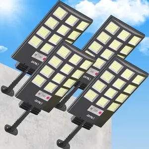 4/2PCS Upgraded Solar Street Light Outdoor 5730 SMD LED 120LM/W Super Bright Monocrystalline Panel LiFePO4 Battery IP65 Waterproof for Yard Garden Street Garage SummerVibes