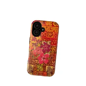 Tropical Hibiscus Phone Case, Polynesian Tribal Turtle Cover, Hawaiian Floral Case, Aloha Island Gift